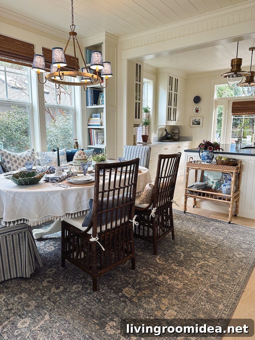 Blue, White & Green Easter Table Decor Ideas for Spring Celebration 12 easter table banquette in kitchen