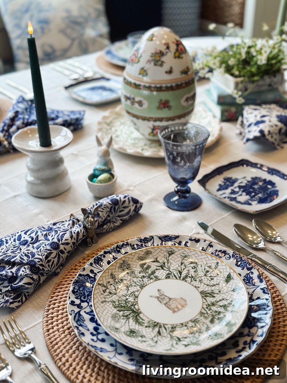 Blue, White & Green Easter Table Decor Ideas for Spring Celebration 13 easter table