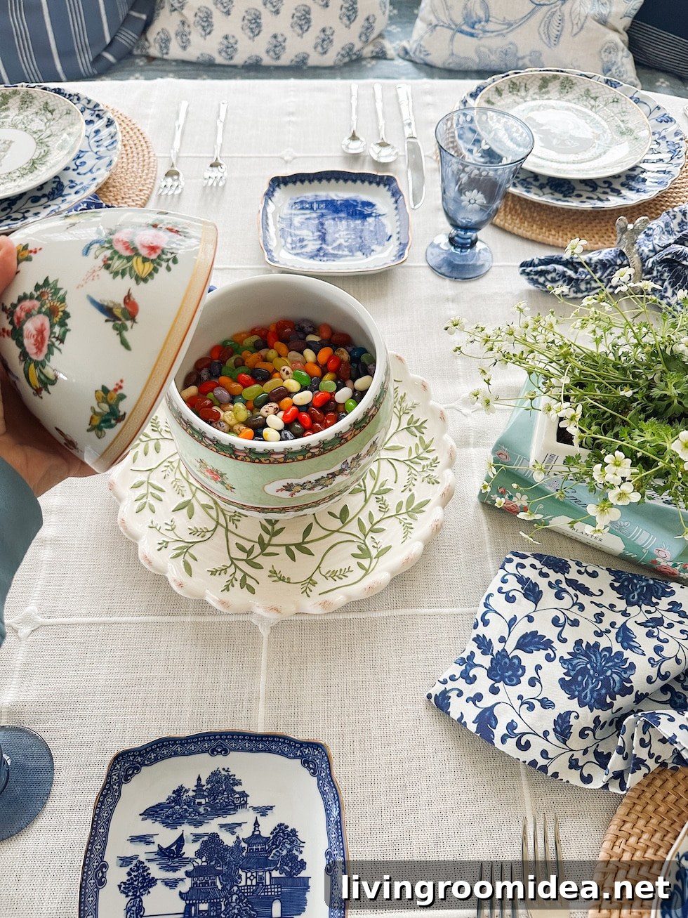 Blue, White & Green Easter Table Decor Ideas for Spring Celebration 8 surprise inside easter egg