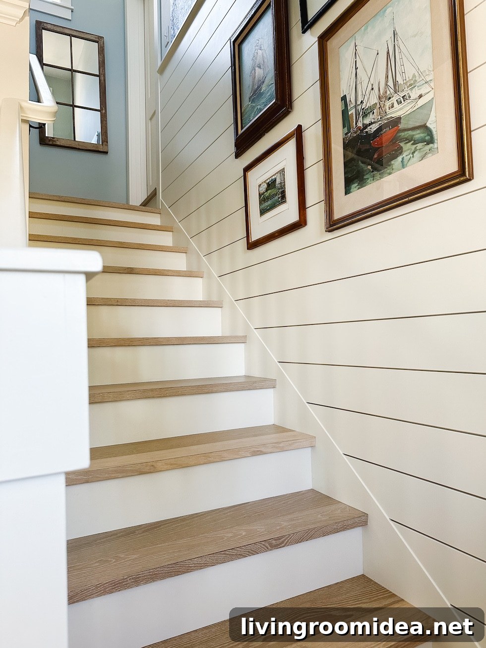 White oak staircase treads makeover