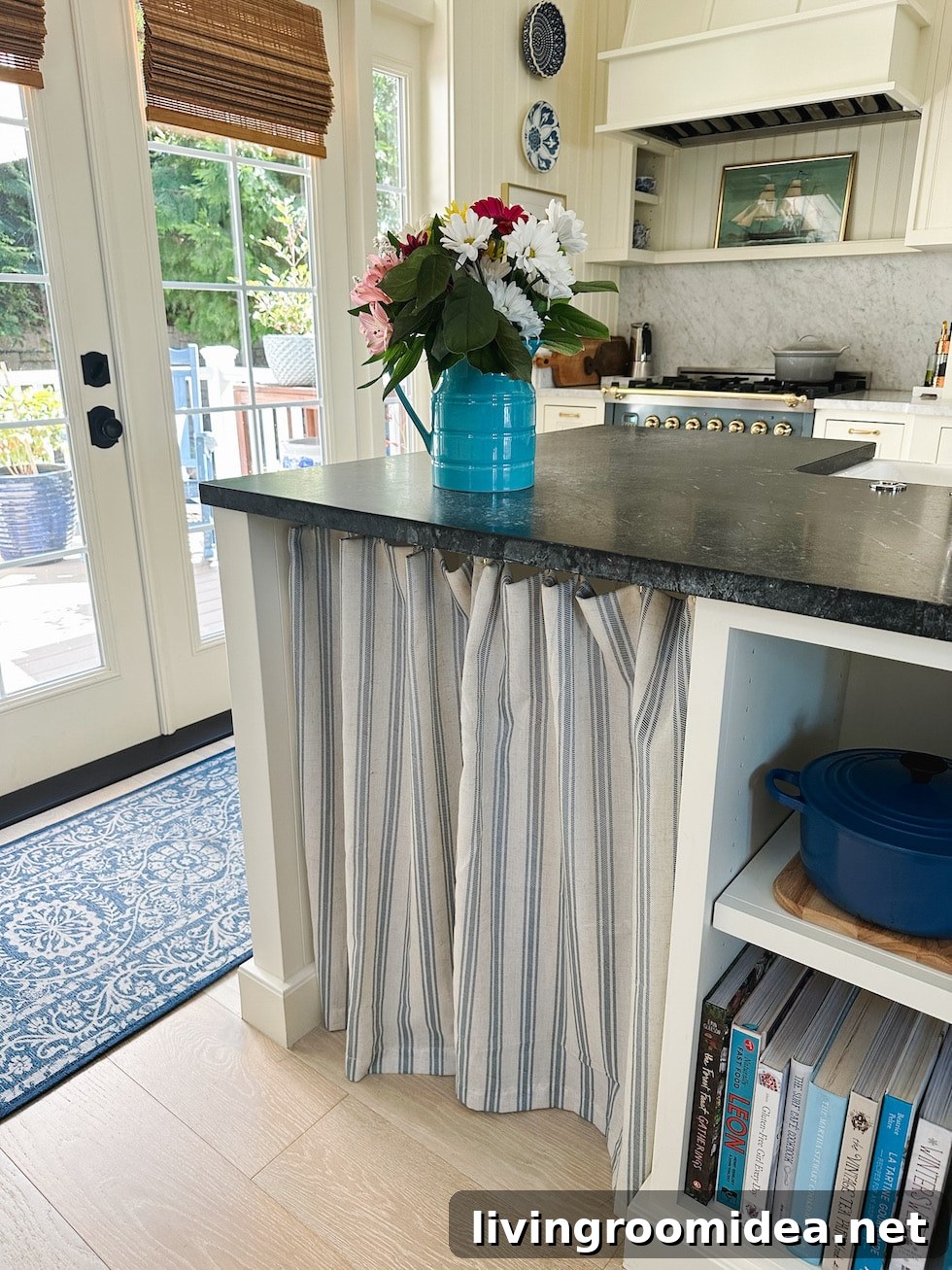 Striped Summer Cafe Curtain for Kitchen Island Barstool Nook 7 Striped kitchen cafe curtains and how to hang a rod without tools