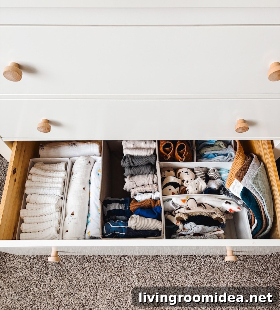 Courtney’s Baby Boy Nursery: Stylish Rental & Budget-Friendly Ideas 16 Baby Boy Nursery Tour Drawer Organization