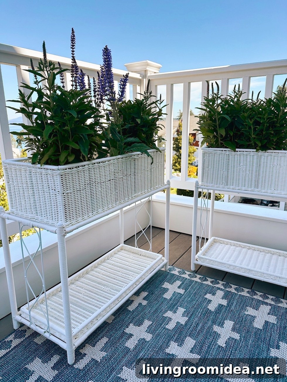 Small Deck Summer Makeover: Reveal + 6+ Ways to Use a Wicker Plant Stand 7 creative ways to use this outdoor wicker plant stand