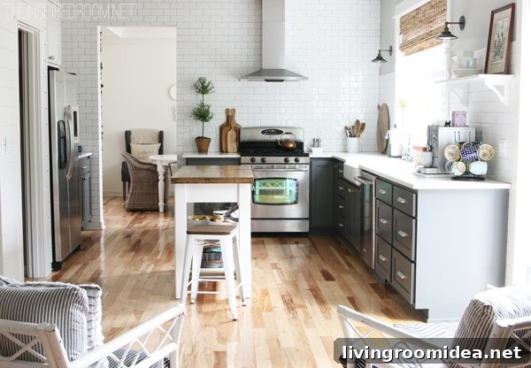 Kitchen Cabinet Knobs and Pulls: Simple Stylish Updates Under $50 4 The Inspired Room Kitchen - Subway Tile and Gray Cabinets