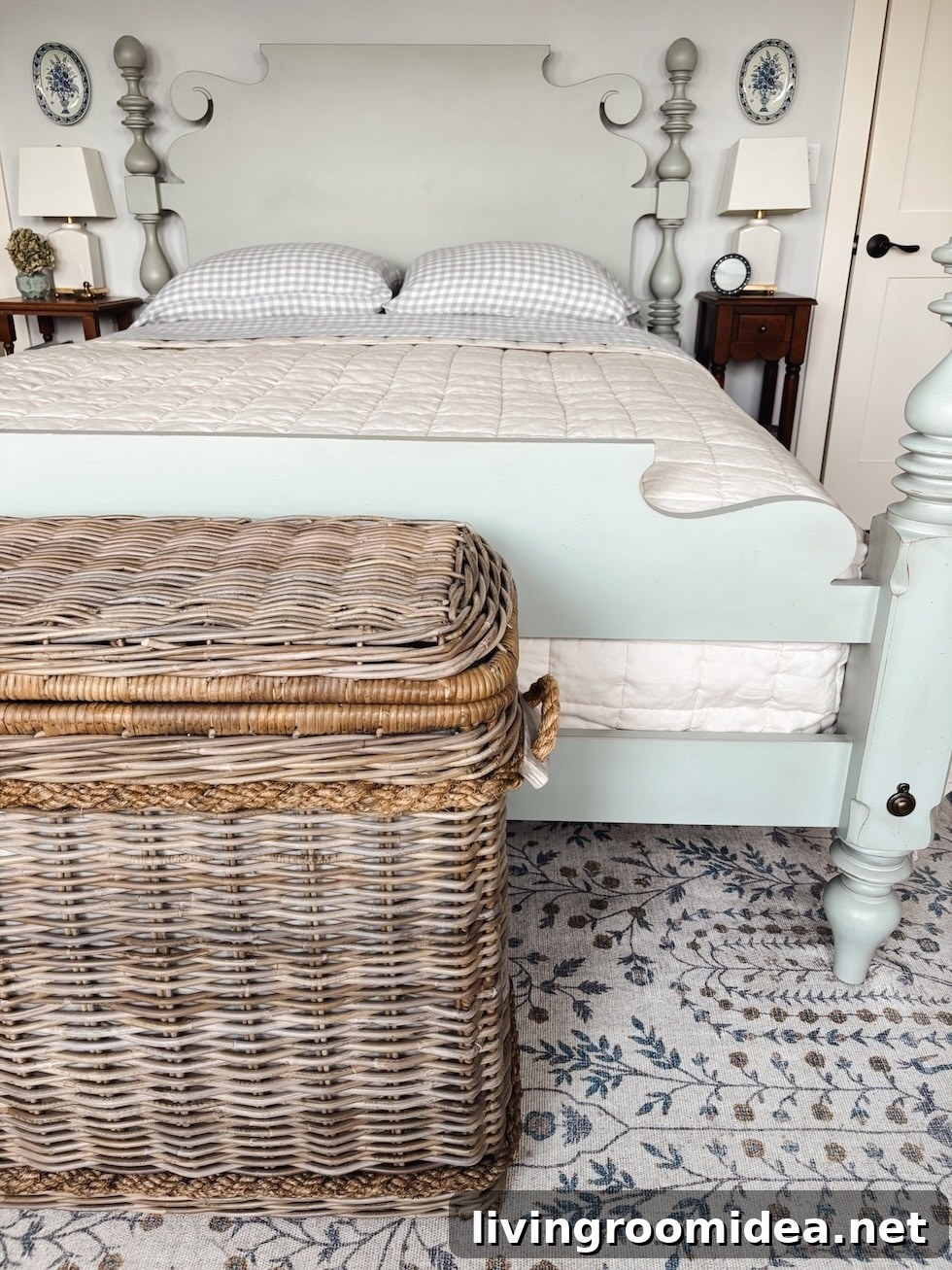a basket for organizing in bedroom