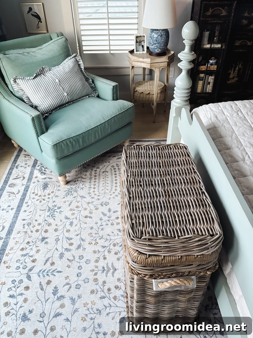 basket for blankets and pillows