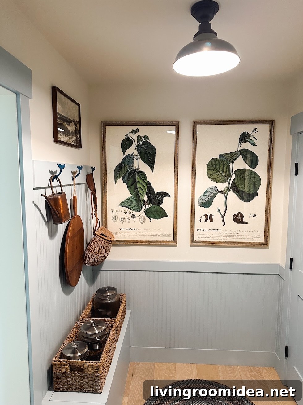 Botanical art in a mudroom