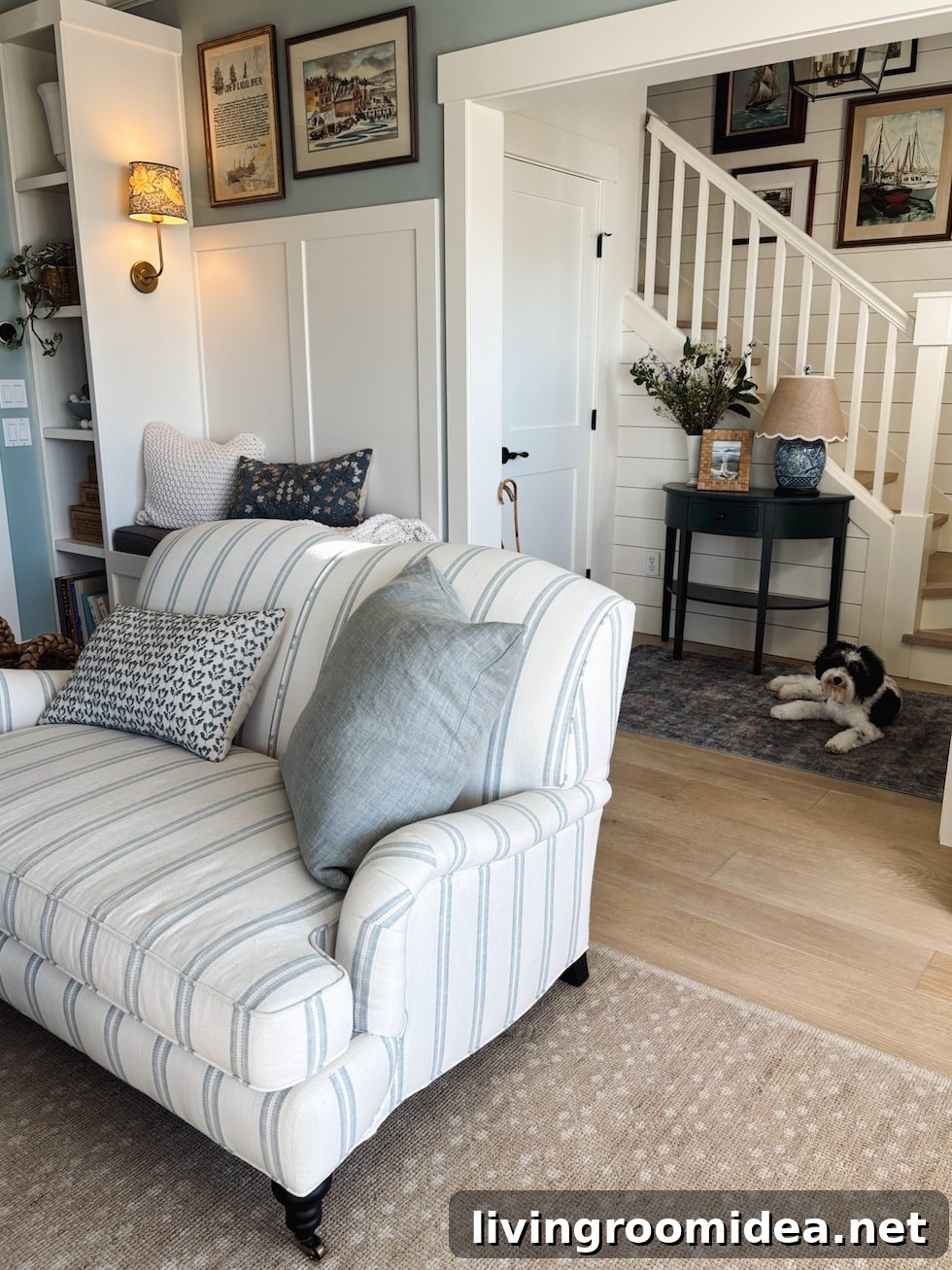 Coastal Cottage Living Room Makeover: Before and After Reveal 14 Shelf styling