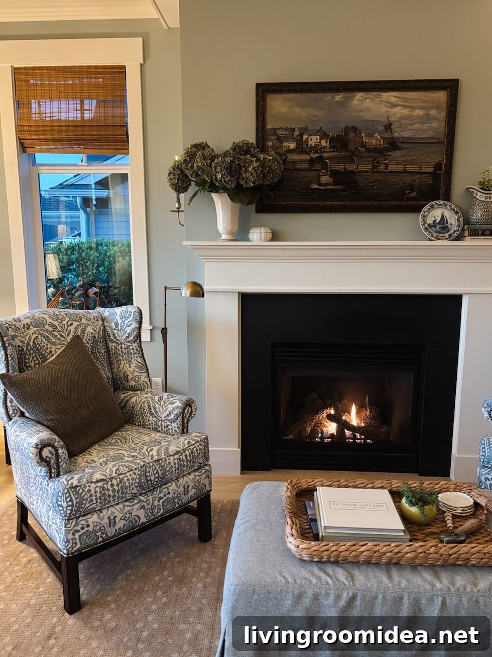 Coastal Cottage Living Room Makeover: Before and After Reveal 15 Cozy fireplace seating