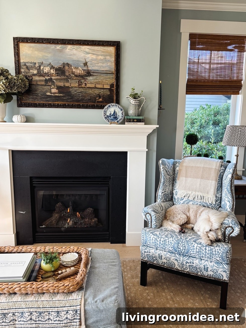 Coastal Cottage Living Room Makeover: Before and After Reveal 6 Wingback chairs and ottomans