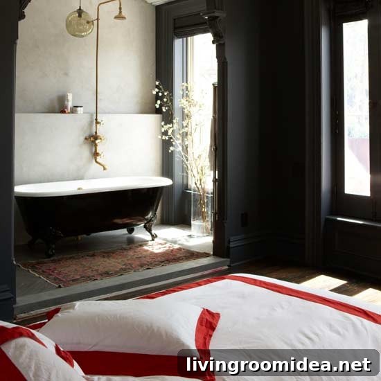 Living Etc. Black Walls & Tub img 18560 9