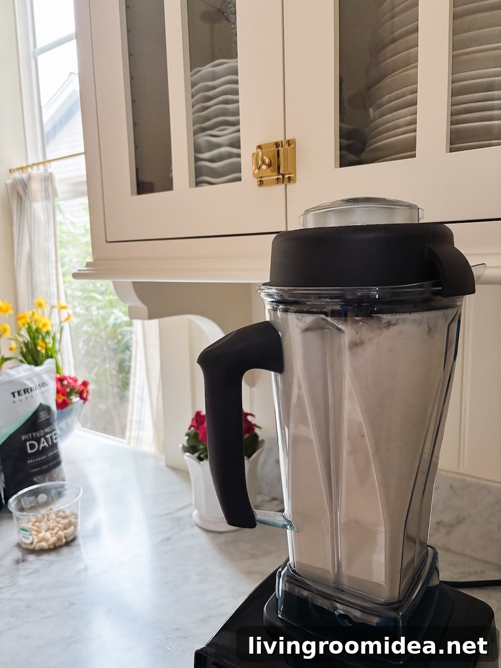 Nut milk being blended