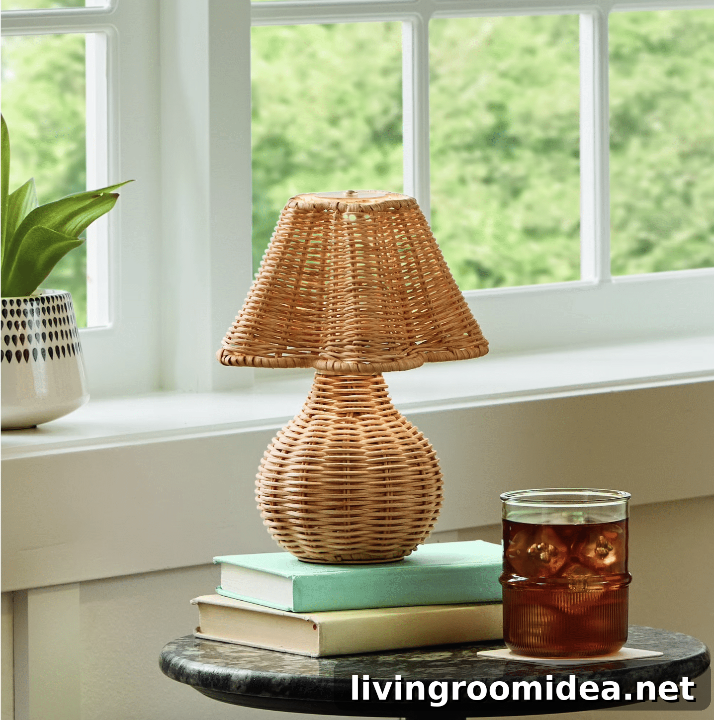 Rattan cordless lamp