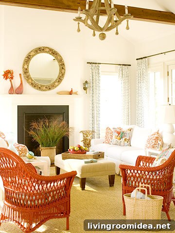 rust colored chairs in cottage living room