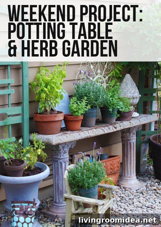Weekend DIY Potting Table and Garden Makeover 2 potting bench and herb garden