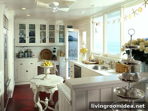 small white kitchen free standing island