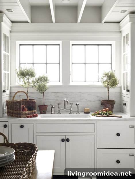 white kitchen black knobs