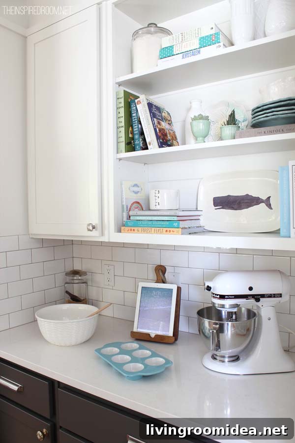 Kitchen Decor and Display on Open Shelves