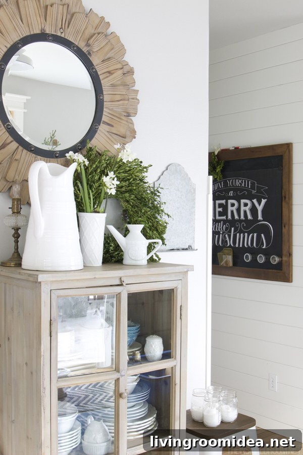 10 Essential Tasks to Finish Before Holiday Guests Arrive 2 White Paneled Hallway with Wood Framed Chalkboard - The Inspired Room Christmas House Tour