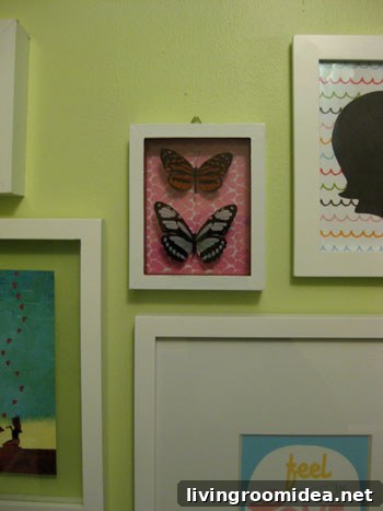 Butterfly shadow box with heart background
