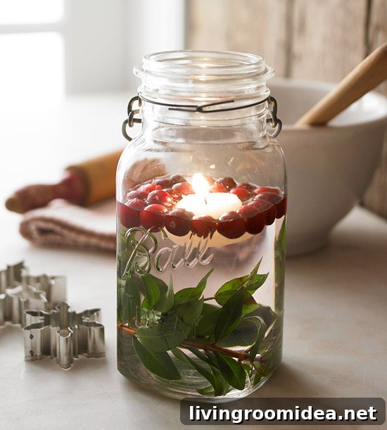 mason-jar-crafts-winter winter mason jar craft cranberries