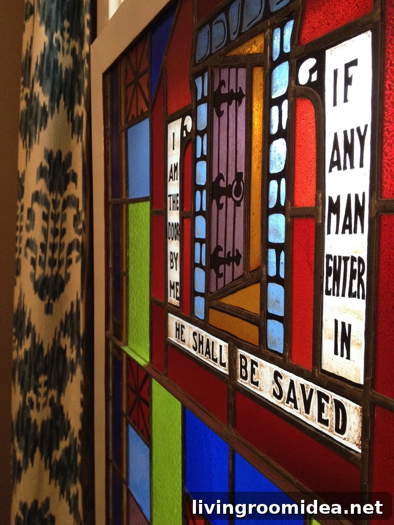 stained-glass church stained glass window i am the door if any man enter in he shall be saved