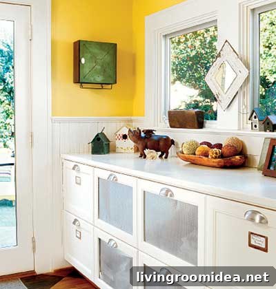 organization bright yellow wall