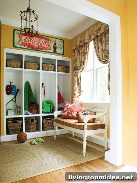 Mudroom, entry organization