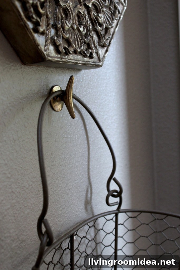 wire basket on wall