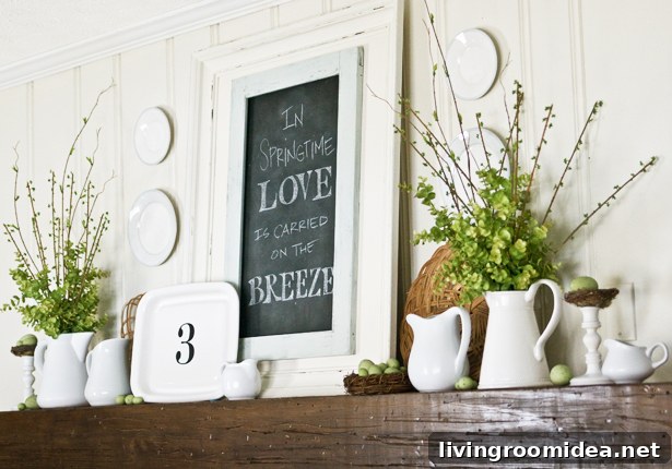 lettered cottage spring quote mantle