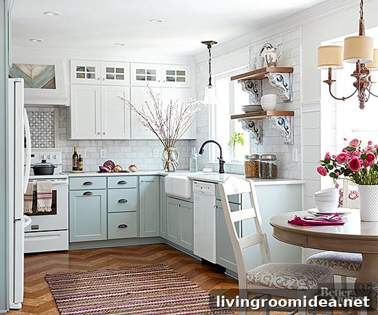 Speed Cleaning Tips for Fast, Efficient Home Cleaning 2 Pretty Kitchen Design - White Upper Cabinets Blue Lowers