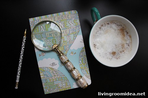 Anthropologie mug and blogging notebook
