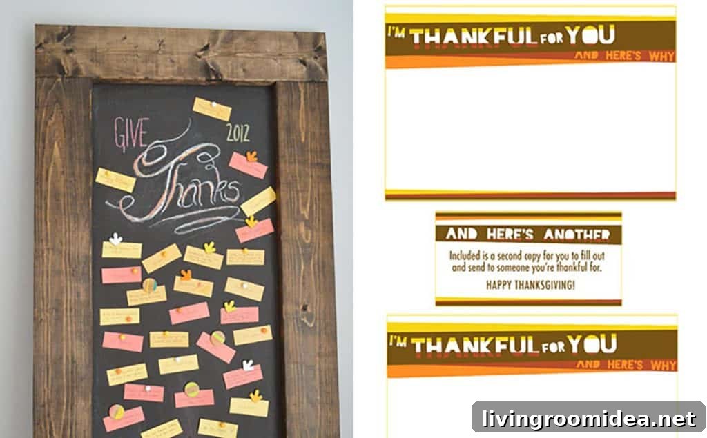 Thanksgiving craft traditions with chalkboard and printable notecard
