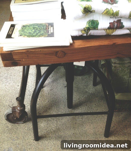 wood metal industrial stool