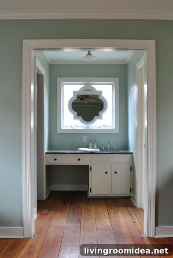 After - mirror painted white to match trim