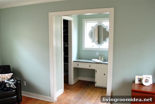 White mirror blending in with trim
