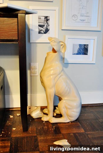 Close-up of fallen ceramic dog