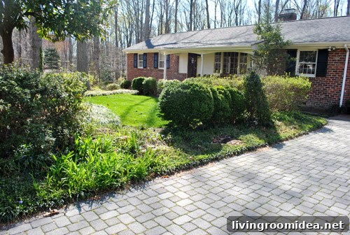 Narrow pathway to front door
