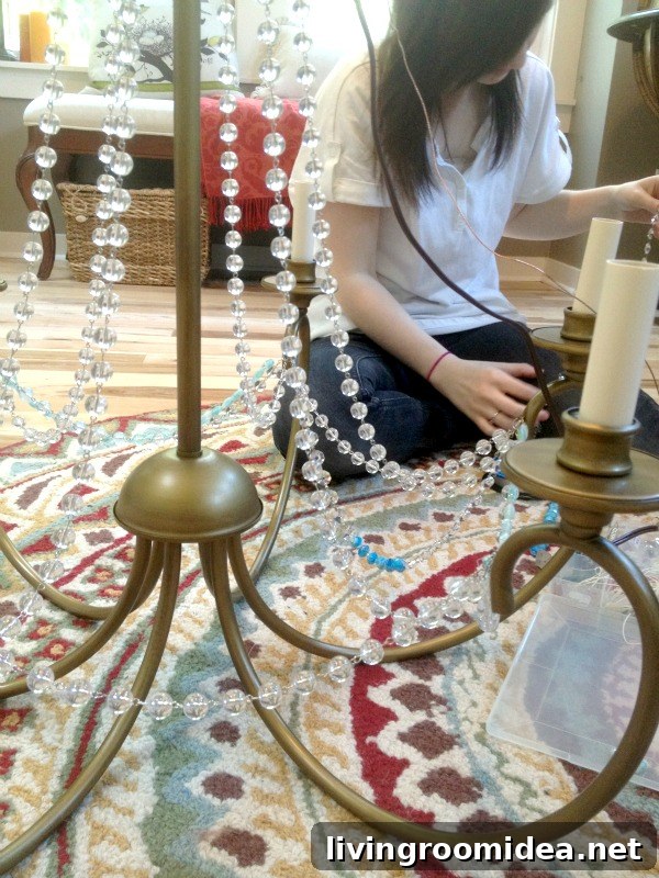 stringing beads on chandelier img 35325 7 1