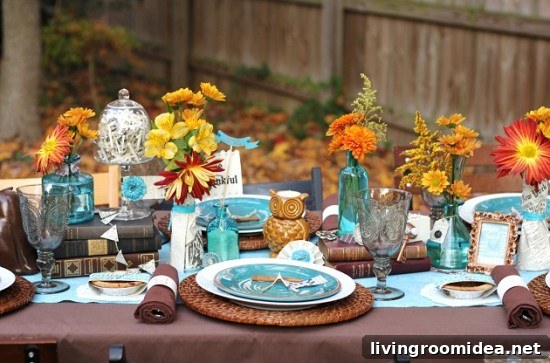 blue table setting