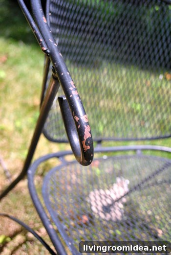 Close-up of chair before painting