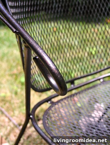 Close-up of chair after painting