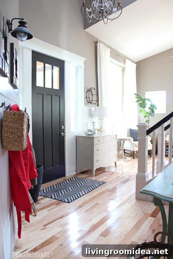Coastal Entry and Natural Hickory Hardwood Floors