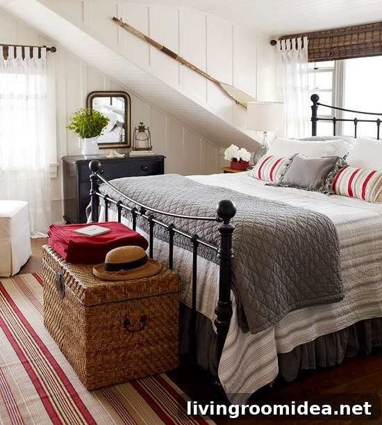 Cottage Decorating: Add a Bold Pop of Red to Your Home 4 beach cottage bedroom