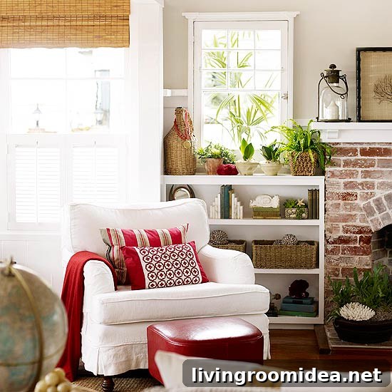 Cottage Decorating: Add a Chic Pop of Red to Your Home 7 slipcovered chair