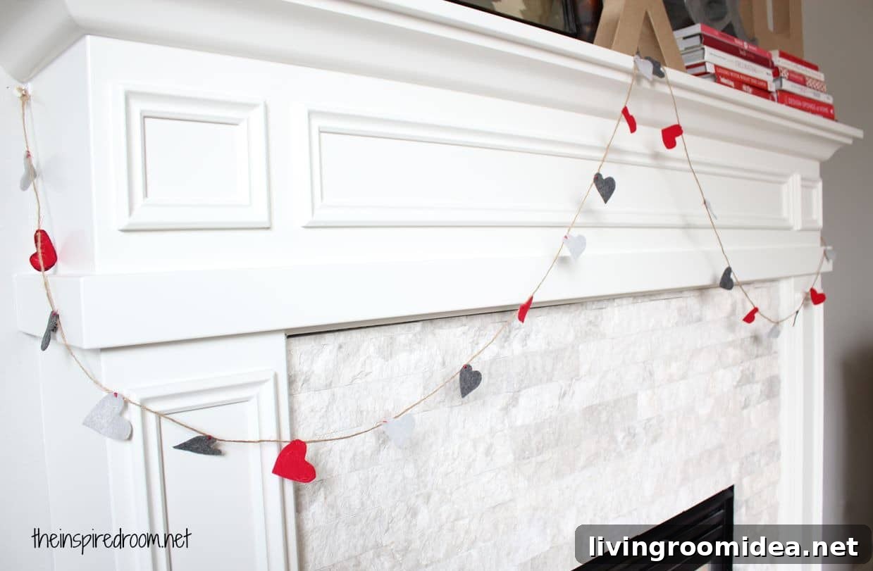 DIY Valentine's Day Garland Felt Hearts