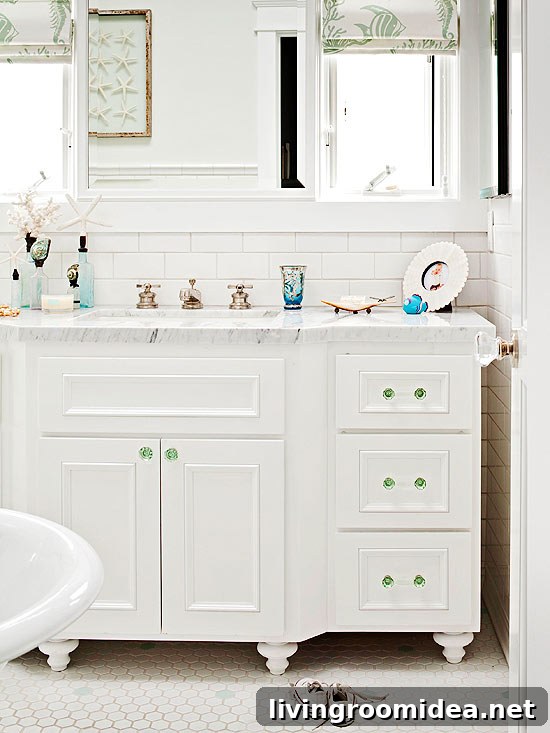 Cottage-Style Bathroom Ideas and Blog Makeover Tips 5 sea green accent white cottage bathroom