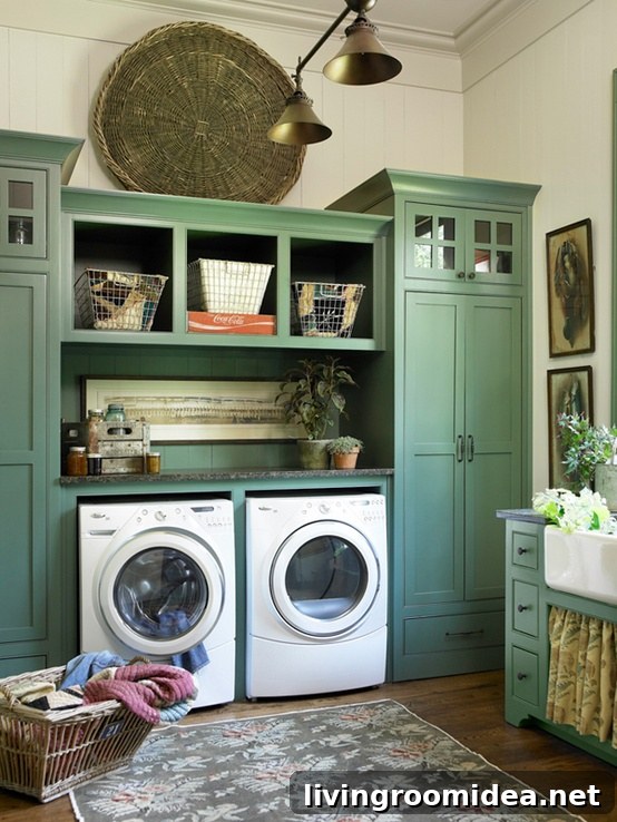 I Hate Doing Laundry—Smart Tips to Make It Less Painful 10 Laundry-Room-with-Green-Cabinetry