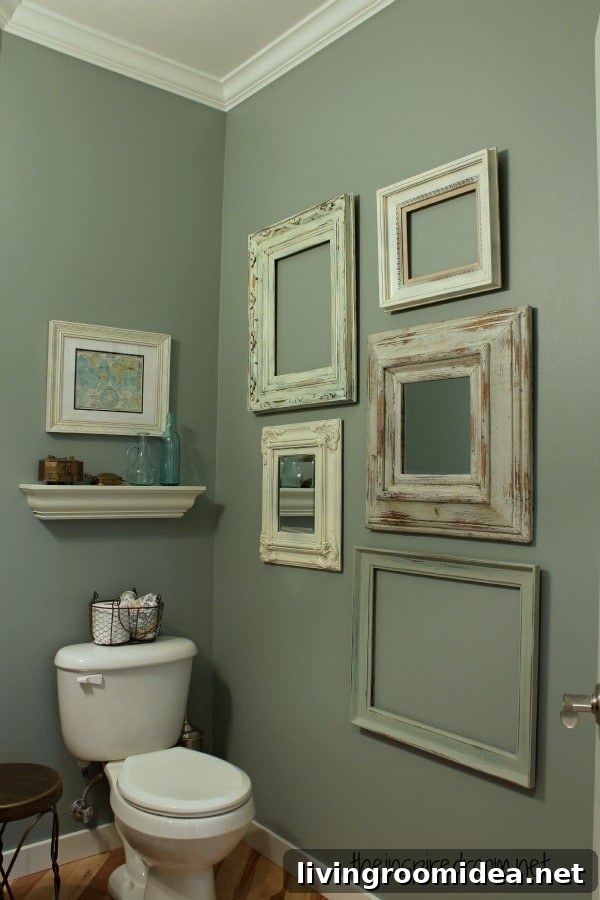 Powder Room Makeover Reveal: Budget-Friendly Second Remodel 2 powder room vintage frame gallery wall
