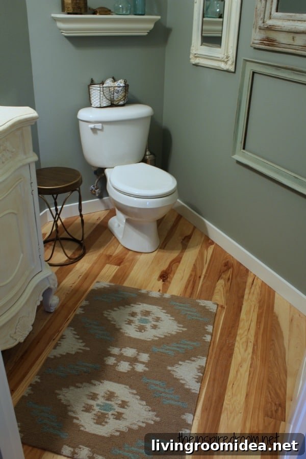Powder Room Makeover Reveal: Budget-Friendly Second Remodel 13 powder room indoor outdoor rug